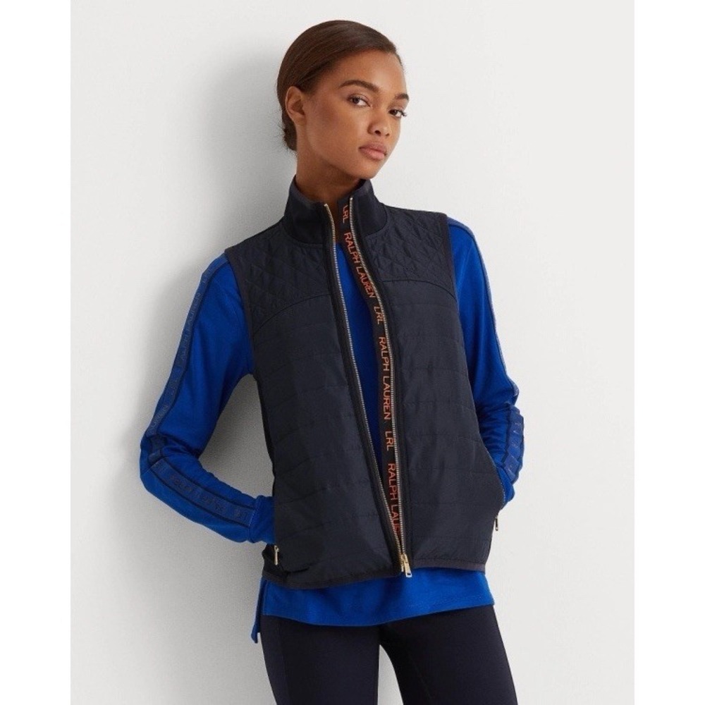 Lauren Ralph Lauren -Black Label- Quilted Puffer Vest Navy Blue Women's Sz‎ L